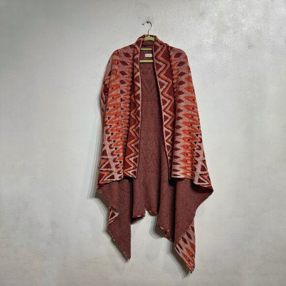 Anthropologie Sleeping On Snow Red Open Front Waterfall Cardigan Sz S - Picture 2 of 13